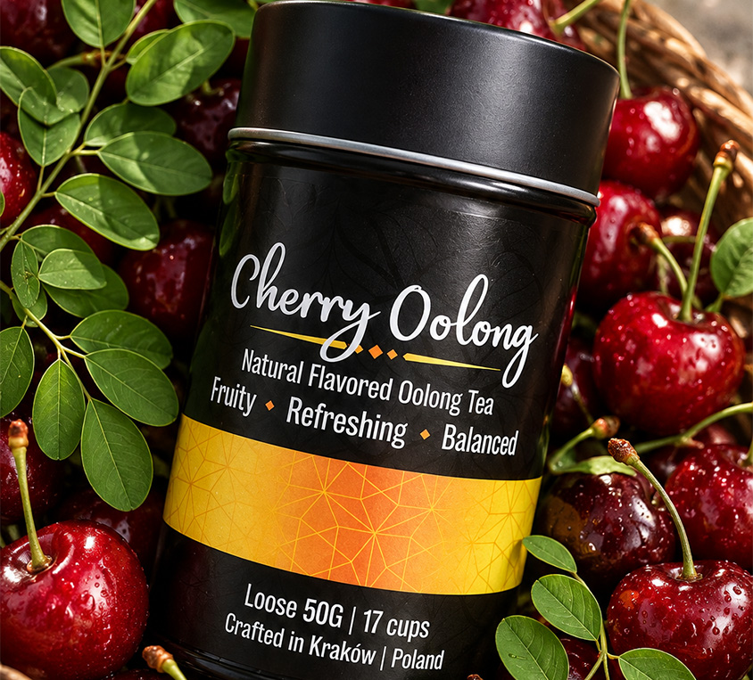 Cherry Oolong Leo Tea – wiśniowa herbata oolong w metalowej puszce 50g